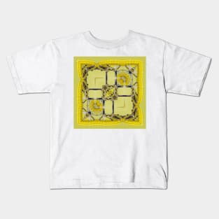 square format design in shades of yellow black and grey Kids T-Shirt